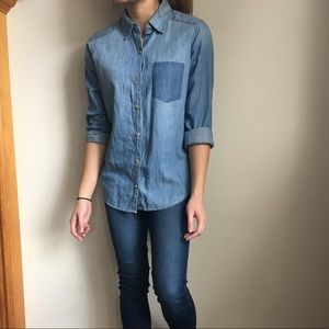 Denim button-up shirt